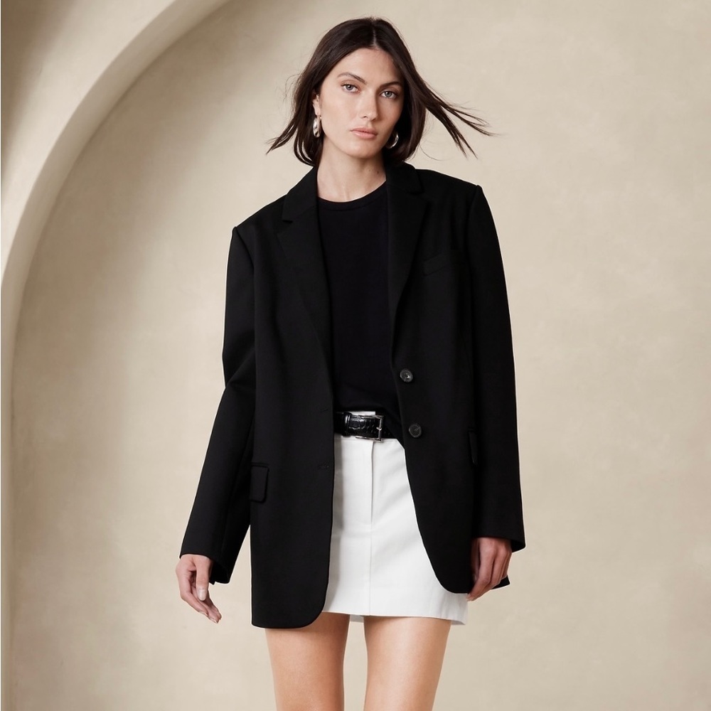 NWT! BANANA REPUBLIC BLACK RELAXED EVERYWHERE PONTE BLAZER - MULTIPLE SIZES💫 - Picture 1 of 10